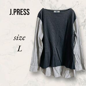ジェイプレス J.PRESS カットソー 長袖 異素材 切り替え袖
