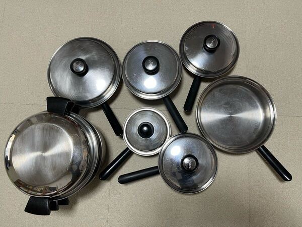 送料込! アムウェイ Amway Queen 調理器具 両手鍋 片手鍋 蒸し器 フライパン セット14点セット used