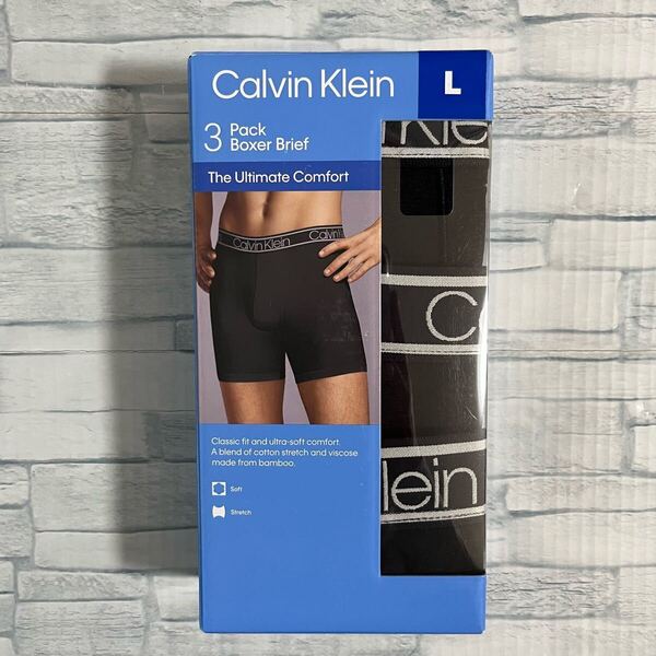 カルバンクライン メンズ ボクサーパンツ 3枚 L ブラック Calvin Klein 男性用 紳士 下着 パンツ ストレッチ コストコ ボクサーブリーフ