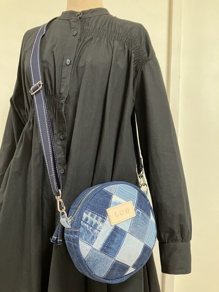 デニムリメイクバッグ ハンドメイド LOW オリジナル 3WAY ミニショルダーバッグ サークルバッグ パッチワーク ポシェット 3way