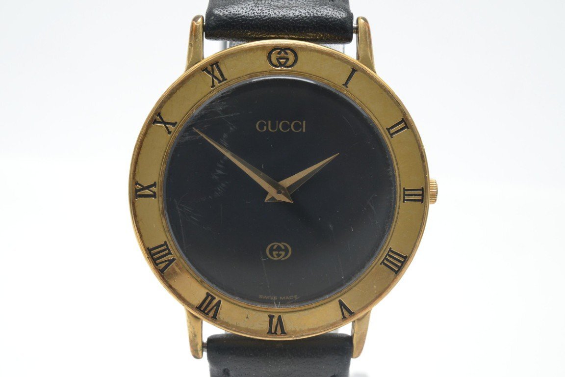 GUCCI グッチ 3000 2M アナログ 腕時計 ブラック文字盤 ローマン Yahoo!オークション -「グッチ 時計 3000m」の落札相場・落札価格