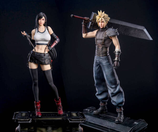 完成品 FFVII ティファ+クラウド 高さ56cmフィギュア 2体セット 彩色済み完成品ガレージキット 超ハイクオリティ 超大型 即決 送料無料