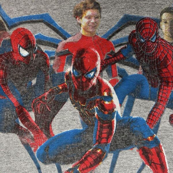 マーベル Tシャツ 歴代スパイダーマン マルチバース ピーターパーカー ムービー MARVEL Spider-Man プリント アメコミ グレー M
