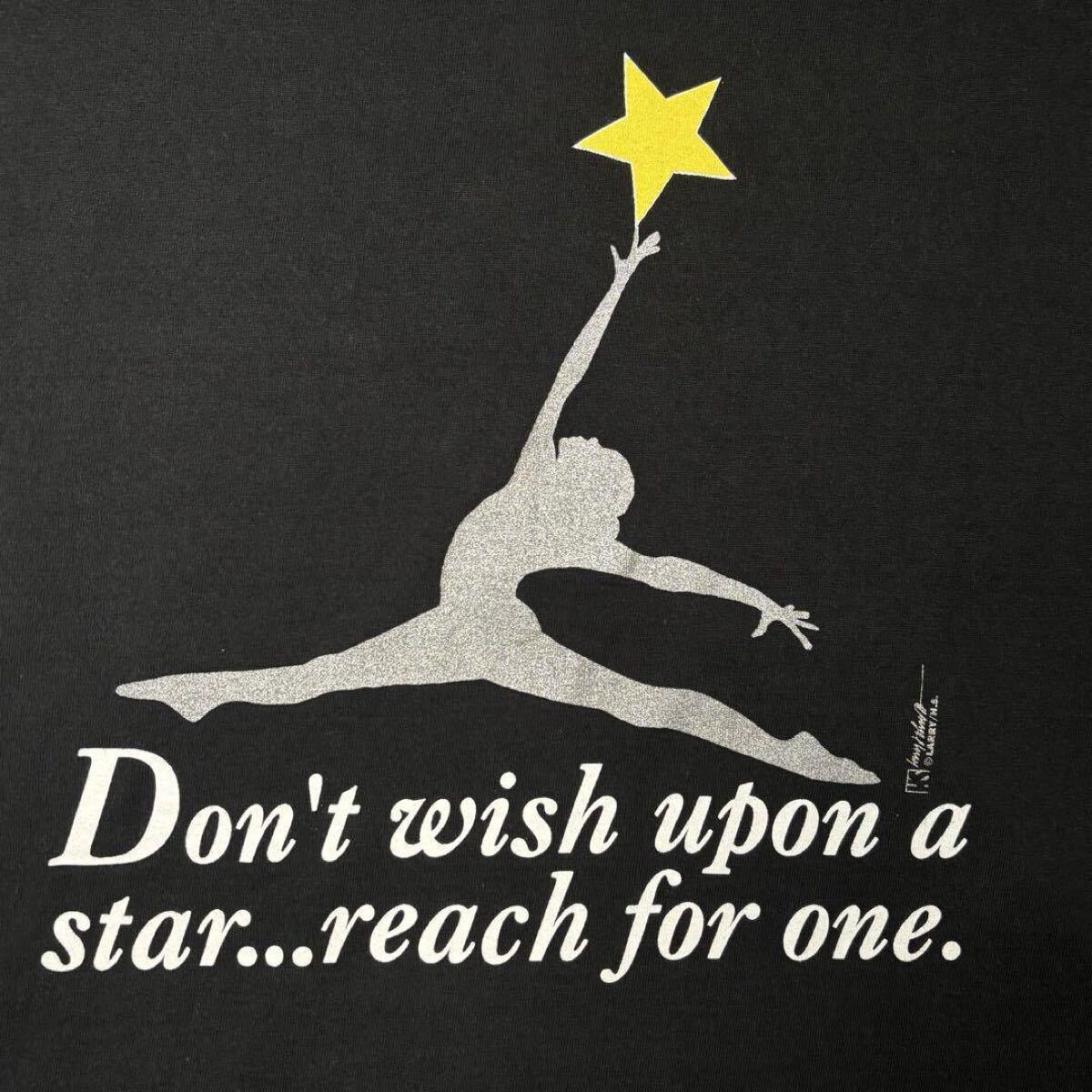 バレリーナ　ワンスター　Tシャツ　90s　シングルステッチ　メッセージ　USA製　ラメプリント　FRUIT OF THE LOOM　ツラ抜群　ブラック　XL