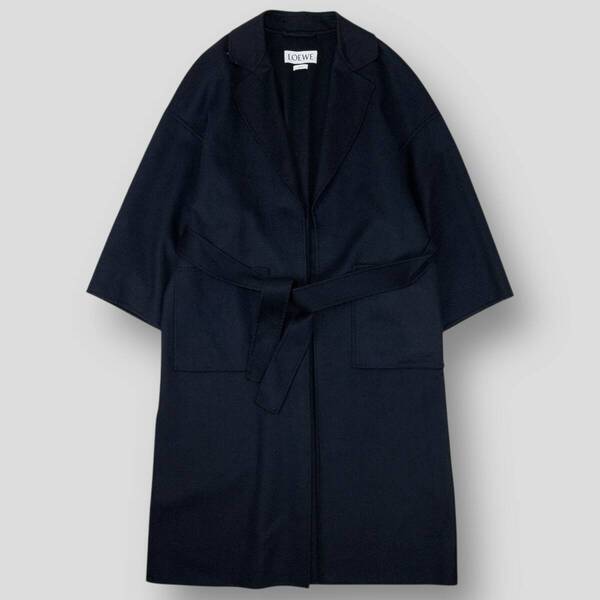 美品 LOEWE ロエベ 20AW ウール×カシミヤ オーバーサイズガウンコート S2281141PA S ベルテッド チェスターコート レディース SSM5241