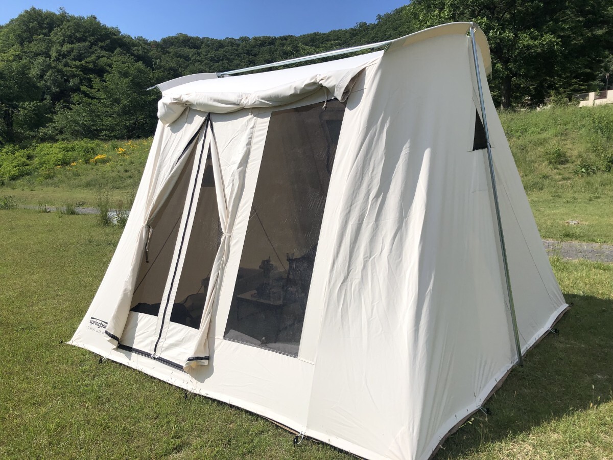 【新品未使用】小型キャンプテント ホワイト/ブラウン ワンタッチテント キノコテント ドーム型テント キャンプテント
