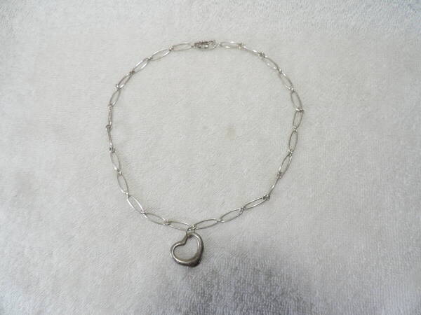 41cm・TIFFANY SPAIN 925刻印有り・ハート型ペンダント付き・ネックレス・ヴィンテージ ・美品
