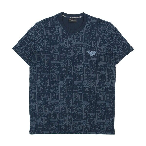 EMPORIO ARMANI エンポリオ アルマーニ Tシャツ ALL OVER LOGO TERRY 半袖 Tシャツ メンズ 54045663 ネイビー(モノグラム) M
