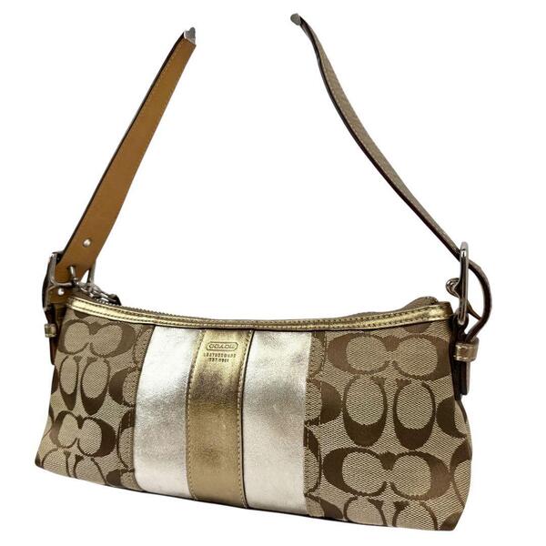 COACH コーチ 1478 ワンショルダーバッグ アクセサリーポーチ ハンドバッグ 肩掛け シグネチャー キャンバス ゴールド シルバー Y2K