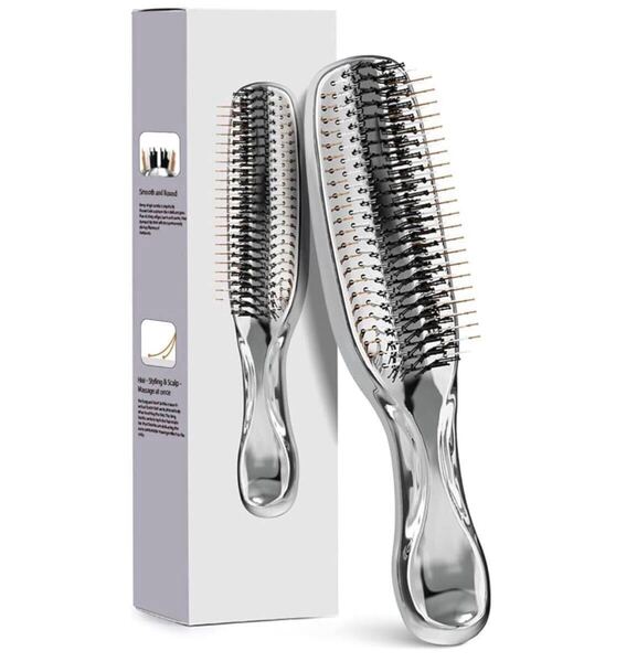 ヘアブラシ くし ウェットブラシ ブラシ ミニ ブロードライコームブローブラシ スタイリング ヘアケアブラシ くし 髪の毛シルバー MH