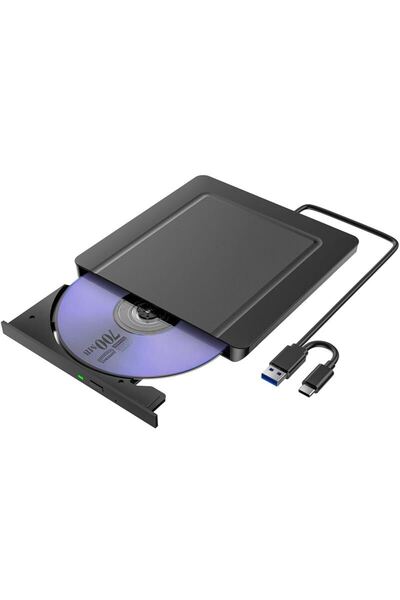 CD DVDドライブ 外付け USB3.0&Type-C両接続 DVDプレーヤー 外付け 【1.3cm超薄】 静音 読取/書込可 CDプレーヤー