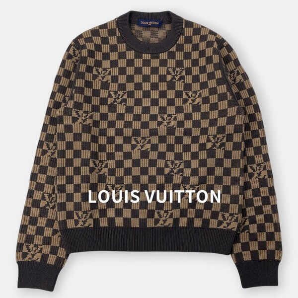 LOUIS VUITTON 21AW ダミエ 長袖 ウール ニット セーター M / ルイ・ヴィトン LV ヴァージルアブローリブドデニム RM212 ZLL HLN77W メンズ