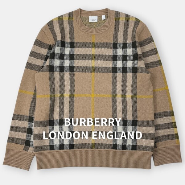 【美品】BURBERRY バーバリー ロンドン イングランド / 22AW / カシミヤ ニット セーター / ノバチェック / 8054920 / メンズ トップス