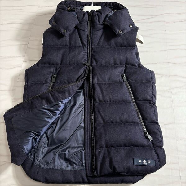 極美品/M◎TATRAS SOVER 19AW ダウンベスト ウール ジャケット アウター フード着脱 2way 極暖 ロゴワッペン タトラス ソヴェール ネイビー