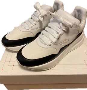 正規 ALEXANDER McQUEEN アレキサンダーマックイーン RUNNER ランナー オーバーソール レザー ダッド スニーカー 白黒 535531 41 D
