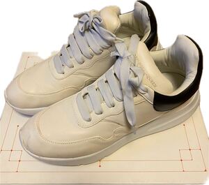 正規 ALEXANDER McQUEEN アレキサンダーマックイーン RUNNER ランナー オーバーソール レザー スニーカー 白黒 505033 42 D