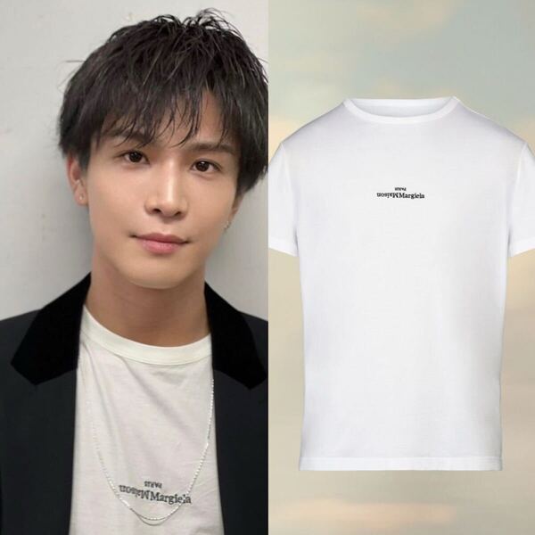 正規 定価 ¥71,500 20SS Maison Margiela メゾン マルジェラ Distoted リバース ディストーテッド ロゴ Tシャツ 白 46 S30GC0701 S22816