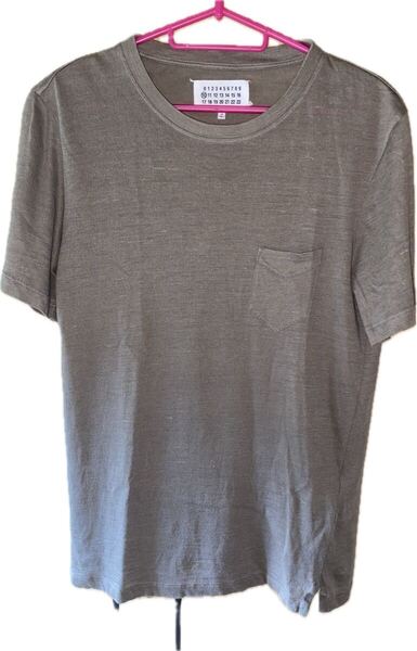 正規 17SS Maison Martin Margiela メゾン マルタン マルジェラ 胸ポケット クルーネック Tシャツ カーキ 46 S50GC0462 S22942