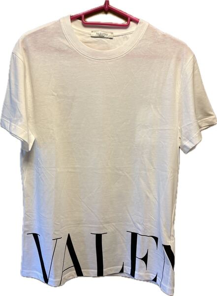 正規 未使用 20SS VALENTINO ヴァレンティノ 裾 マクロ ロゴ クルーネック Tシャツ 白 XS UV3MG07D6M3