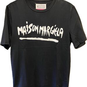 正規 16SS Maison Margiela メゾン マルジェラ ロゴ ペイント クルーネック Tシャツ 黒 44 S50GC0416 S22155