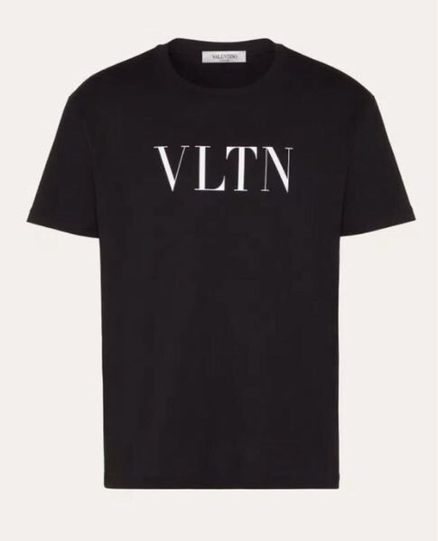 正規 19SS VALENTINO ヴァレンティノ VLTN 白 ロゴ クルーネック Tシャツ 黒 M SV3MG10V3LE