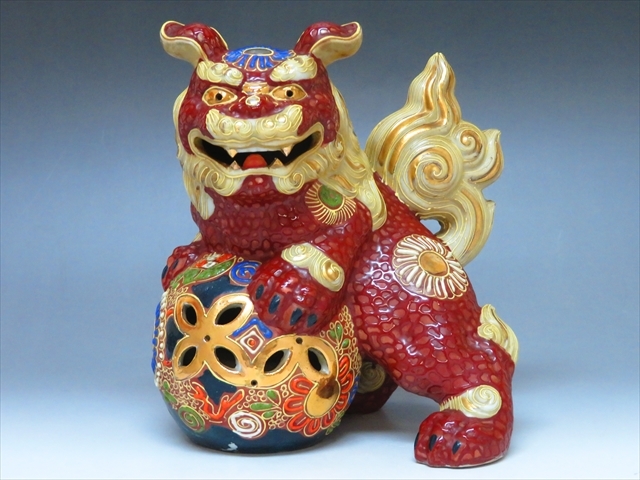 九谷焼 色絵金彩 玉乗り獅子 置物 床飾 高さ45㎝ 巾56㎝ 大型 BE948 Yahoo!オークション -「九谷焼 玉獅子」(九谷) (日本の陶磁)の