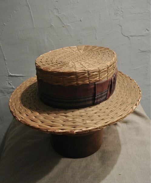 Vintage Swiss yeddo boaterhat 1/8 57cm ヴィンテージ スイスイェド ボーターハット カンカン帽 ステットソン stetson ストロー 麦わら