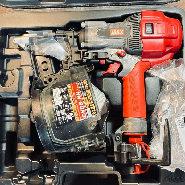 【7日保証・整備済】 消耗部品多数交換♪ MAX マックス 高圧 90mm 釘打ち機 HN-90N3 ケース付き 動作良好!