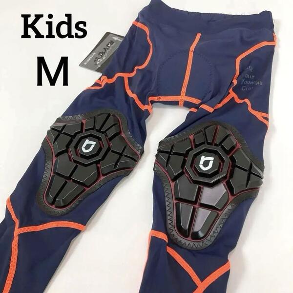【新品】サイクルパンツ Mサイズ ネイビー×オレンジ ランバイク ストライダー MTB キッズバイク キッズプロテクター