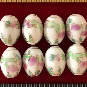 Φ 金粉磁ビーズ Φ 8玉で1単位 13㎜×18㎜楕円玉 手作り 筍紋様金粉縁取り 手芸 アクセサリ インテリア、鑑賞魚水槽、園芸等材料に