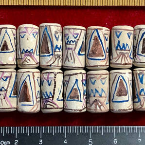 Φ 彩陶素焼ビーズ Φ 18玉で1単位 約9×17㎜円柱玉 手作り 彩釉筍紋様 手芸 アクセサリ インテリア、鑑賞魚水槽、園芸等材料に出品