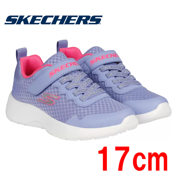 新品 17cm ★ Skechers スケッチャーズ キッズ ランニング シューズ スニーカー パープル ピンク ガールズ 女の子 紐靴 ベルクロ 軽量
