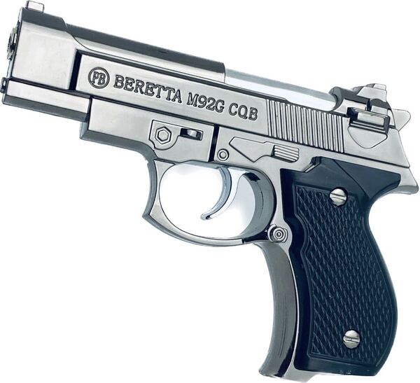 喫煙具ターボライター拳銃ライターガスライターハンドガン型ライター シルバー1個 新品未使用