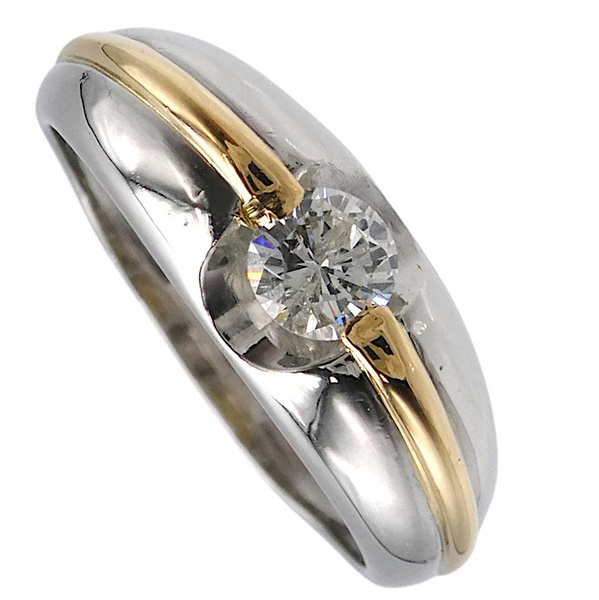リング Pt900/K18 ダイヤモンド0.37ct 15.5号
