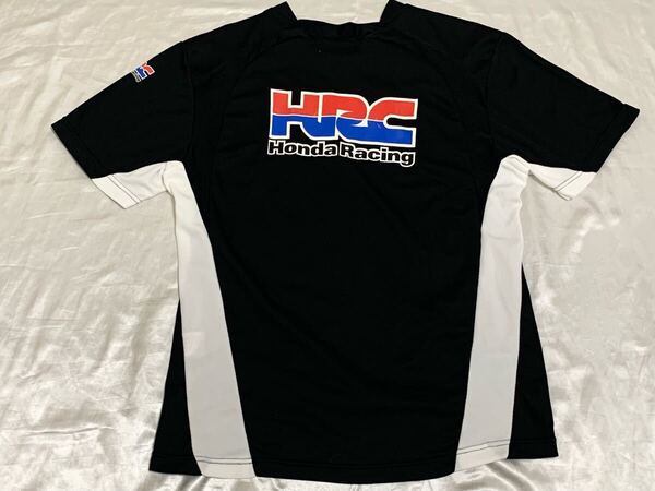 【送料無料 値下げ交渉歓迎】HRCホンダレーシング公式 ビッグロゴ半袖Tシャツ L ブラックホワイト 古着バイク本田F1パーツ自動車レース無限