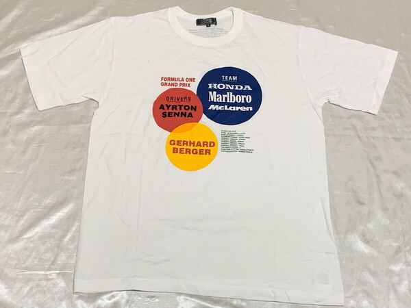 【送料無料 値下げ交渉歓迎】チームホンダ公式F1 タグ付き 90sビンテージ日本製 半袖Tシャツ マルボロ マクラーレン アイルトンセナ 白古着