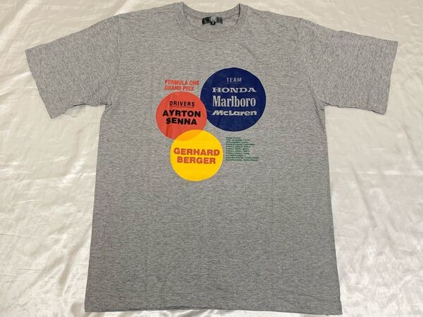 【送料無料 値下げ交渉歓迎】ホンダ公式F1 タグ付き 90sビンテージ日本製 半袖Tシャツ マルボロ マクラーレン アイルトンセナ HONDA 灰古着