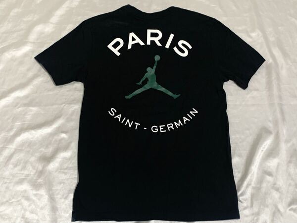 【送料無料 値下げ交渉歓迎】ナイキ エアジョーダン パリサンジェルマン 半袖Tシャツ ビッグロゴ 古着サッカーPSG黒古着ジャンプマンバスケ
