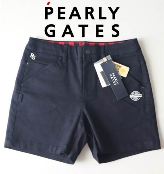 24,200円新品タグ付き【PEARLY GATES パーリーゲイツ】パワフル綿ストレッチ ショートパンツ 紺 1(w74-78) v7350