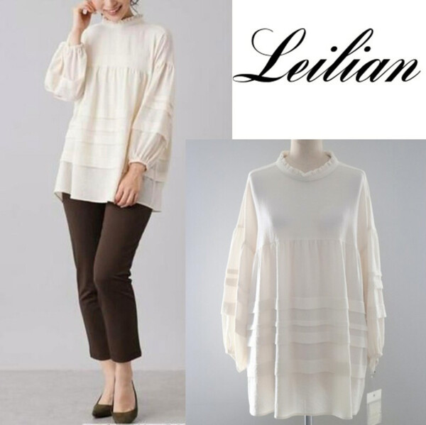 44,000円新品【Leilian レリアン】フリルタック サマーチュニック 13+ 大きいサイズ v7330