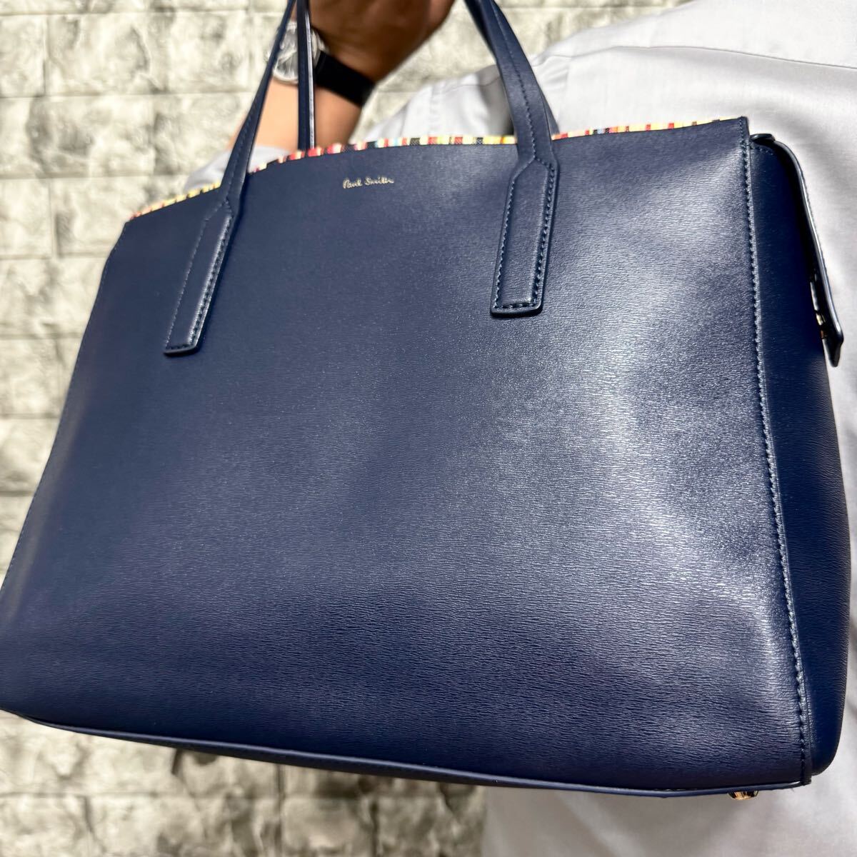 美品✨ポールスミス マルチストライプ ナイロン トートバッグ ネイビー 大容量 Yahoo!オークション -「ポールスミス マルチストライプ バッグ