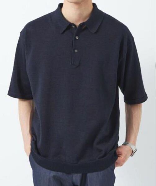 green label relaxing CSD 麻×ポリエステル 鹿の子ポロシャツ S 濃紺 CSD Polo Shirt Linen Poly Navy S Washable 半袖