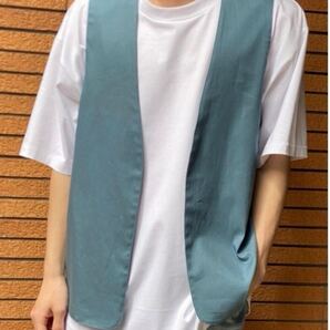 美品 Toironier ノーカラーベスト 青緑系 日本製 ユニセックス フリーサイズ Collarless Vest Teal Blue Made in Japan Unisex Free size