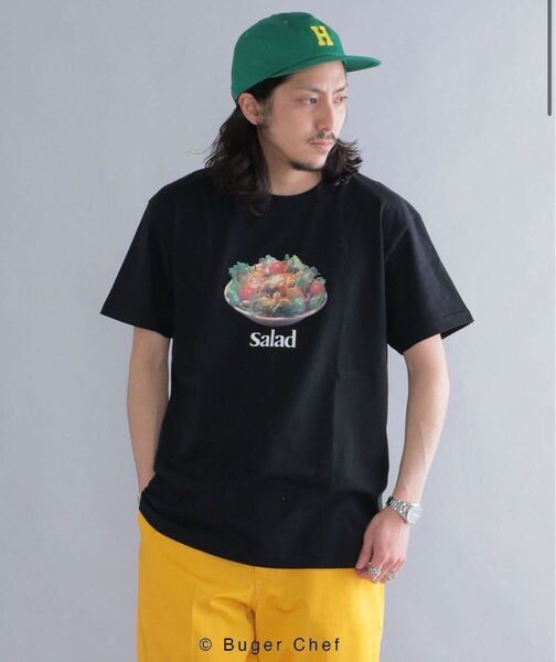 SHIPS SaladプリントTシャツ 黒 XLサイズ 野菜グラフィック 綿100% 中国製 Graphic T-Shirt Black Size XL 100% Cotton Made in China 半袖