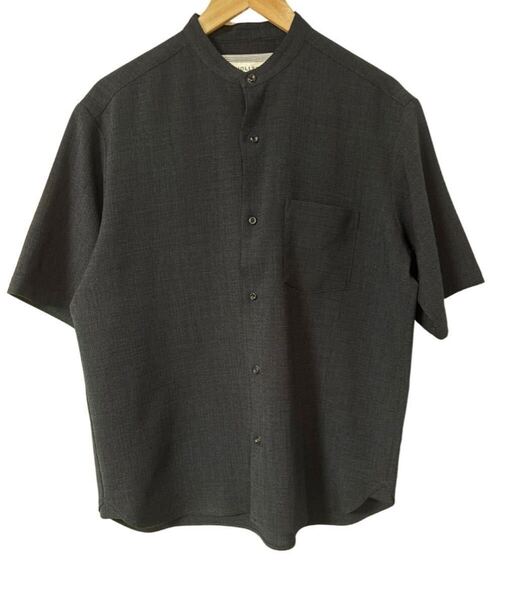 NOLLEY’S LIGHT 上質素材 バンドカラー 半袖シャツ M チャコール系 NOLLEY’S LIGHT Premium Band Collar Shirt M Charcoal
