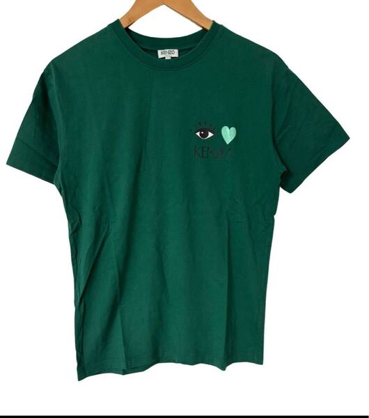 KENZO グリーン アイハートロゴTシャツ XSサイズ ポルトガル製 綿100% Green Eye Heart Logo T-Shirt XS Cotton Made in Portugal 半袖
