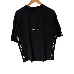 RVCA ビッグシルエットTシャツ S ブラック 刺繍ロゴ ストリート 古着 Big Silhouette Tee S Black Embroidered Logo Streetwear Vintage
