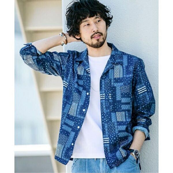 PARIS AUTHENTIQUE × ナノユニバース 長袖シャツ M 開襟シャツ PARIS AUTHENTIQUE x Nano Universe Open Collar Shirt M Long Sleeve