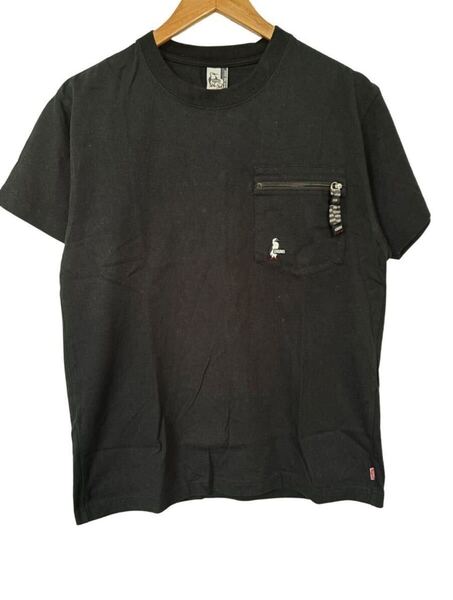 CHUMS チャムス ジップポケット付き刺繍ロゴTシャツ 黒 Mサイズ CH01-1904 Embroidered Logo T-Shirt Zip Pocket Black Size M 半袖