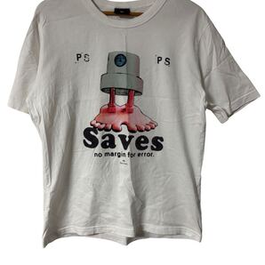 PS Paul Smith グラフィックTシャツ Lサイズ ホワイト Savesプリント 美品 Graphic Tee L White “Saves” Print Great Condition 半袖